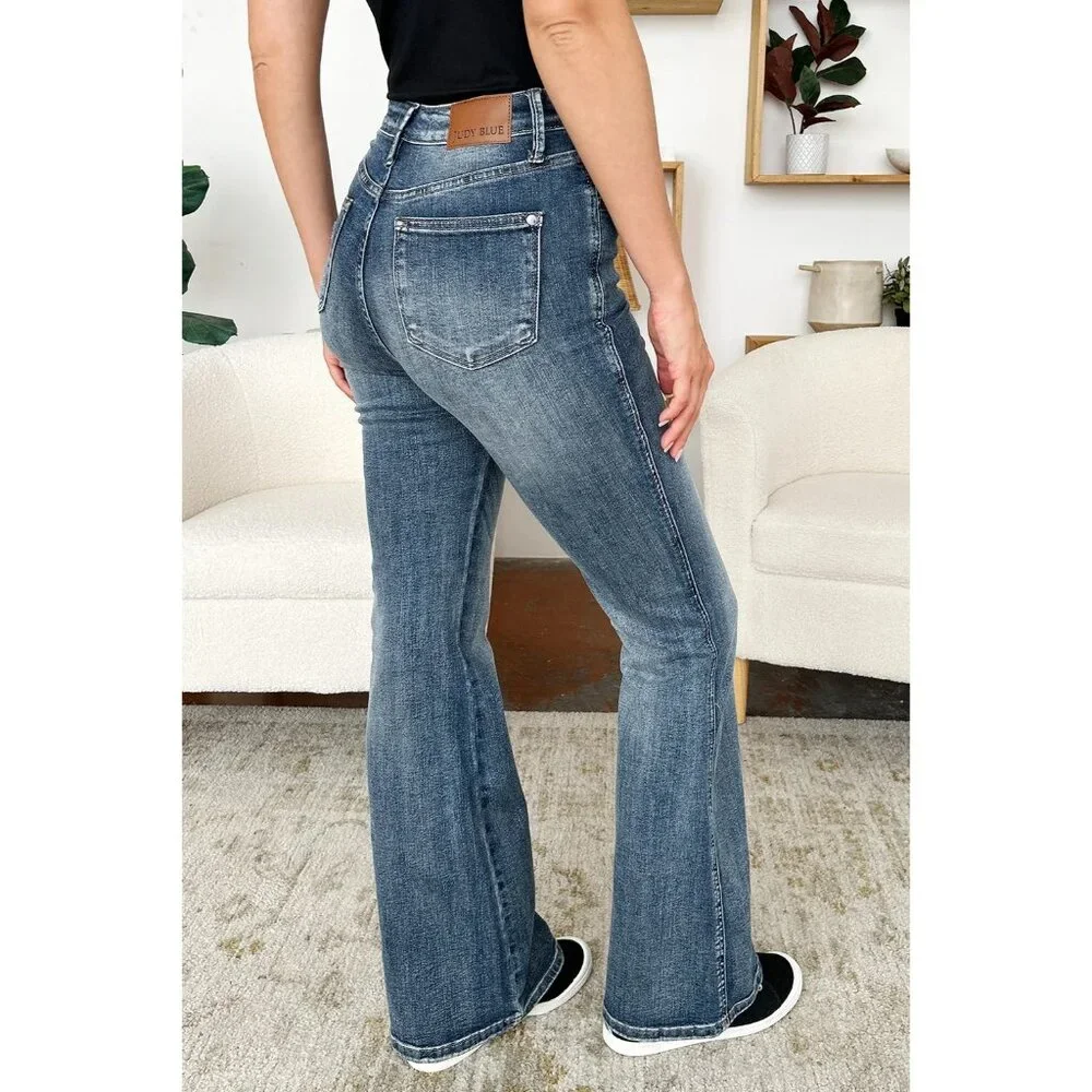 NWT Judy Blue Flare Jeans High Waist Tummy Control, Stretchy, Comfy Fall Fashion - Picture 3 of 12